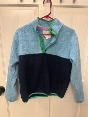 Light Blue and Navy Sherpa Pullover - Addison Bay